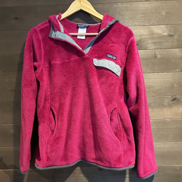 PATAGONIA Re-Tool Hoody Hoodie Synchilla Fleece Pink Gray Sz L - Picture 2 of 5